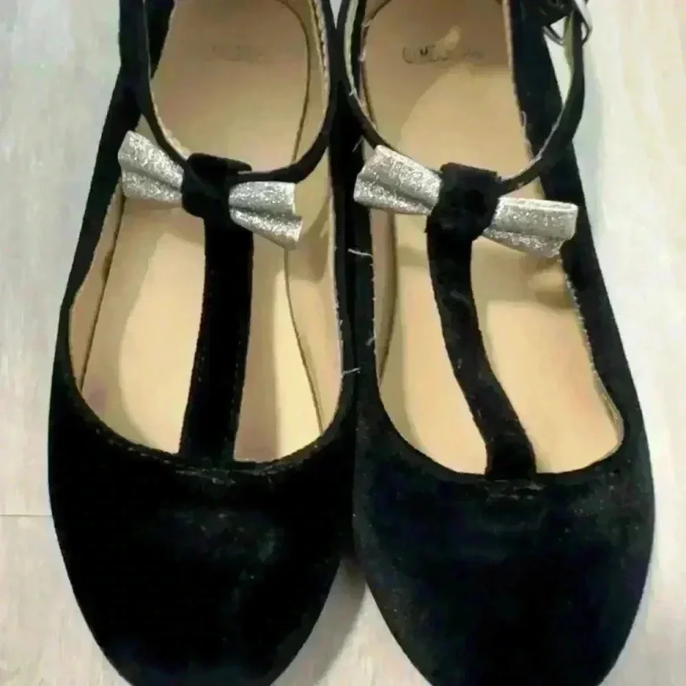 Gymboree Fun and Fancy Girls Black Flat Dress Shoes Holiday toddler size 13